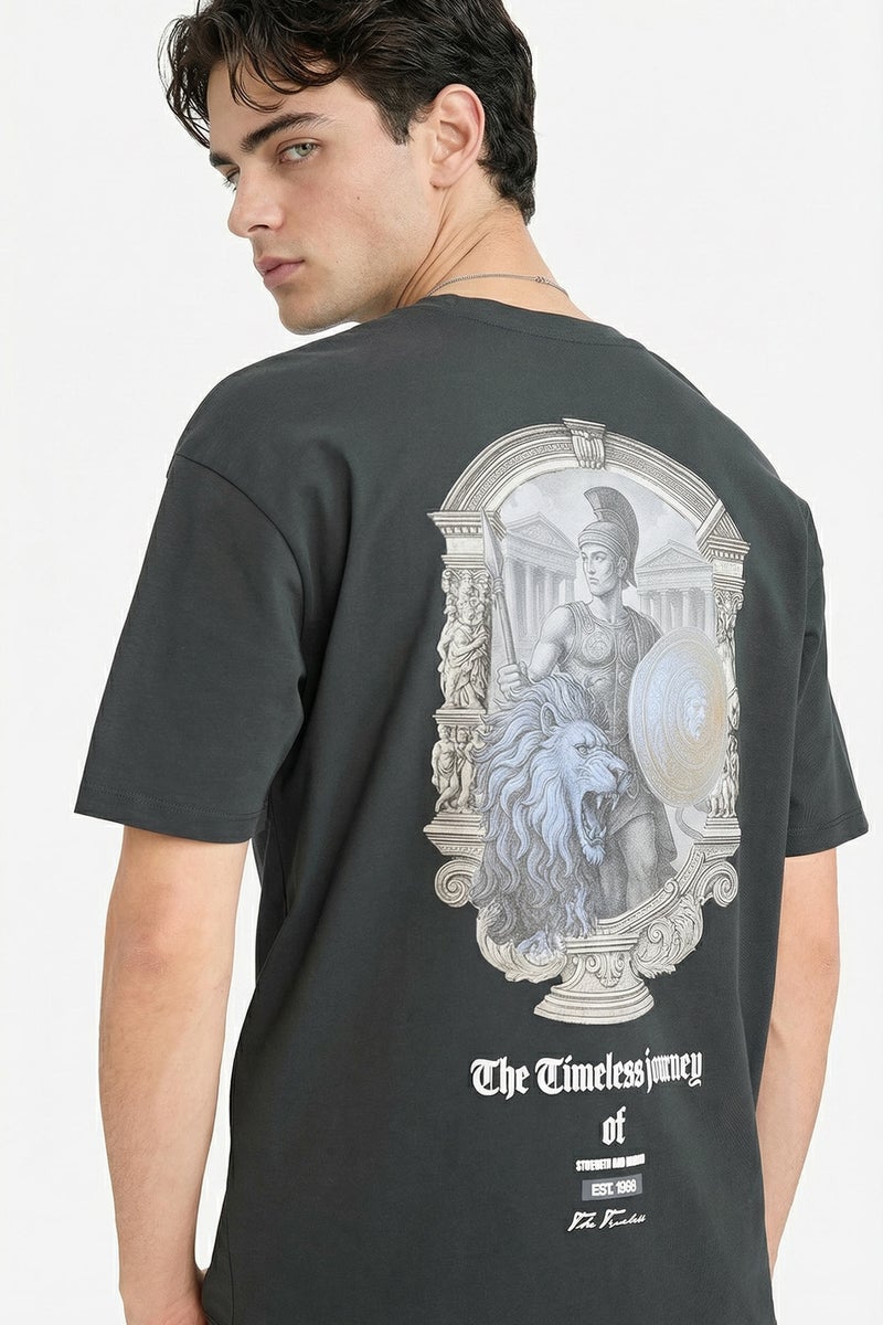 DeFacto Grey Man Boxy Fit Crew Neck Short Sleeve T-Shirt Casual - Image 1